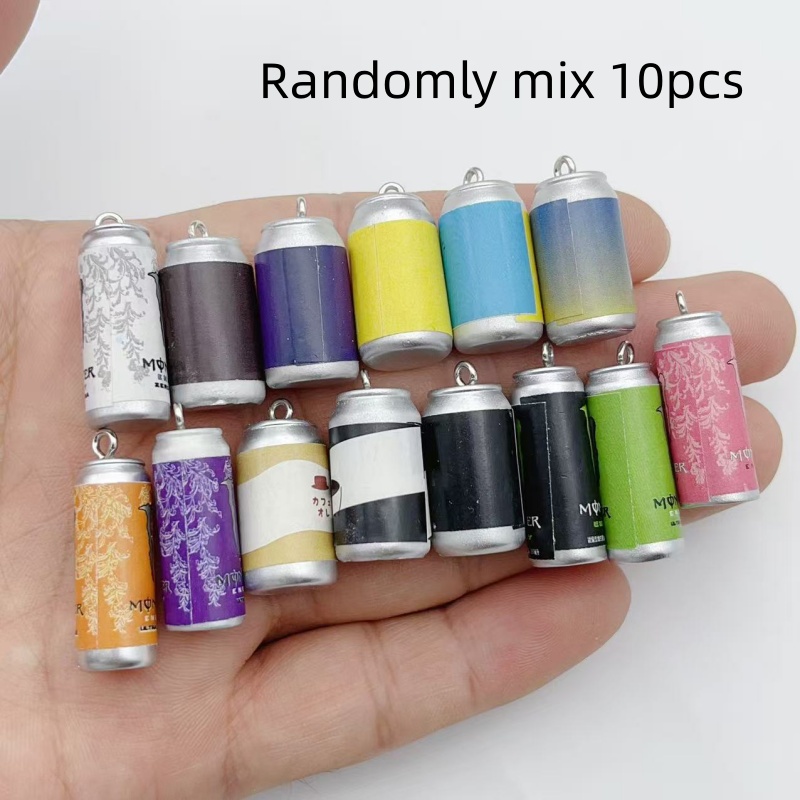 Jewelry Making Charms - 10개 미니 시뮬레이션 음료 캔 레진