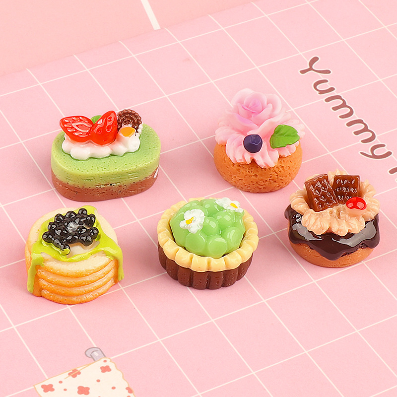 Jewelry Making Desk - 5pcs 귀여운 미니 과일 케이크 수지