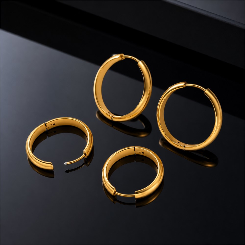 Jewelry Making Charms - 4개 스테인리스 스틸 원형 후프 귀걸이