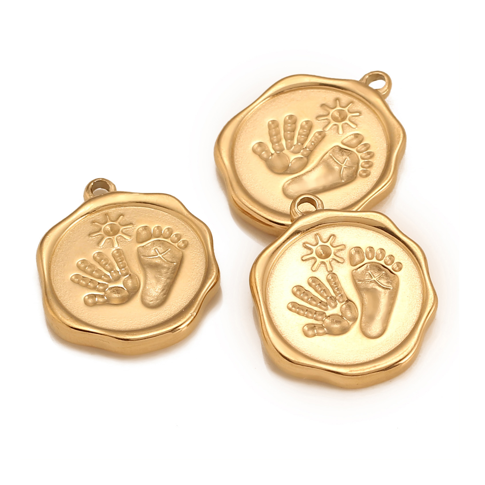 Jewelry Making 3 Year Old - 3PC 스테인레스 스틸 귀여운 아기 발자국