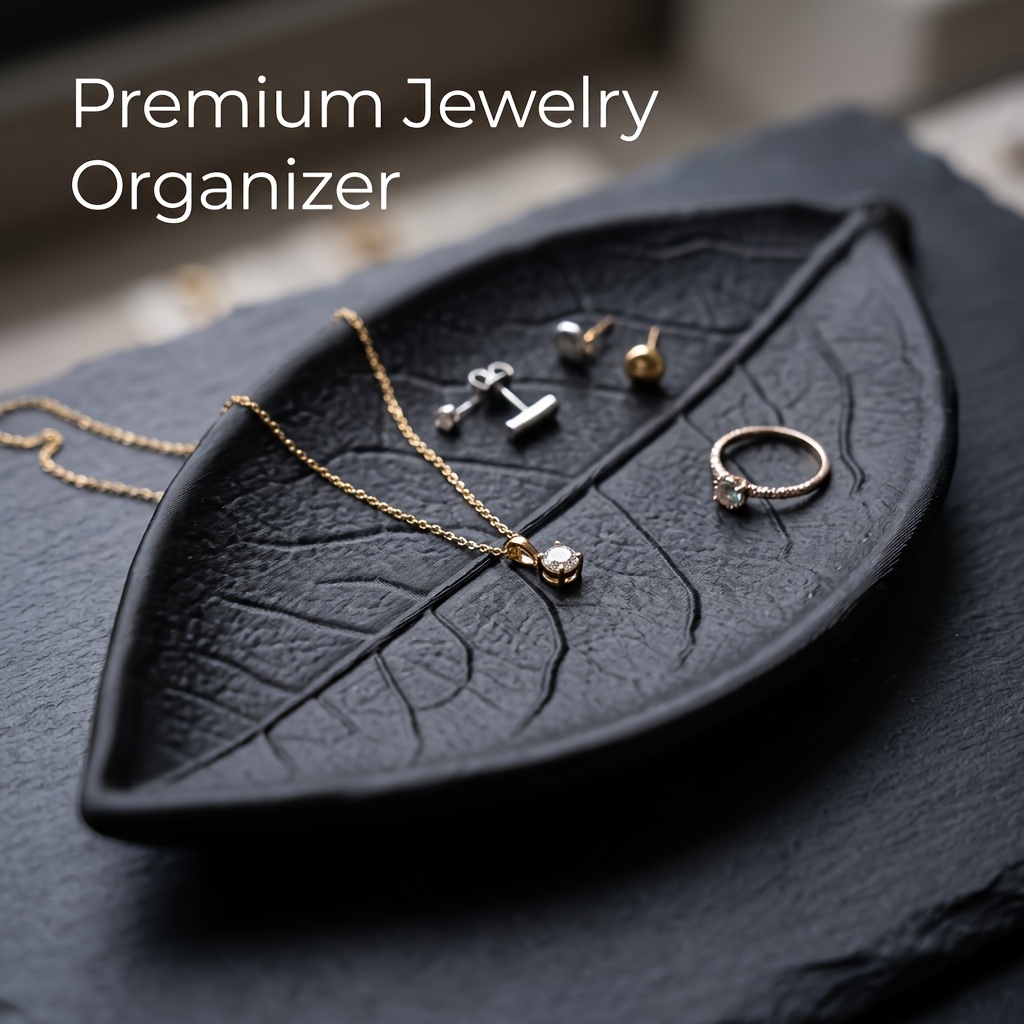 Jewelry Making Desk - 미니멀리스트 3D 나뭇잎 모양 보석 접시,