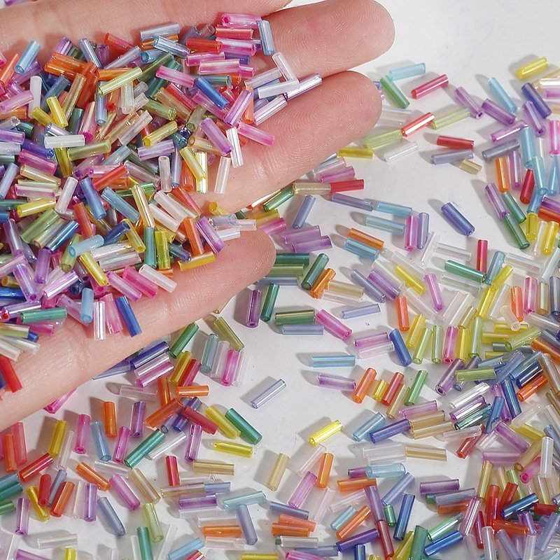Seed Bead Tube - 2x7mm 600개/묶음 쌀 모양 크리스탈 비즈