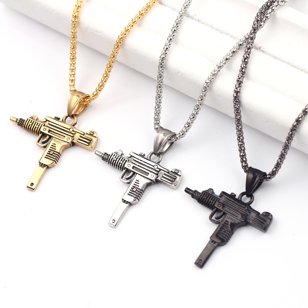 펑크 우지 권총 기관총 목걸이 펜던트 - 남성용 패션  - Jewelry Making Workshops 리뷰 및 가격