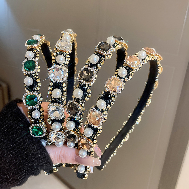 럭셔리 반짝이는 풀 라인스톤 헤어밴드 모조 진주 헤어밴 - Jewelry Making Adults 리뷰 및 가격