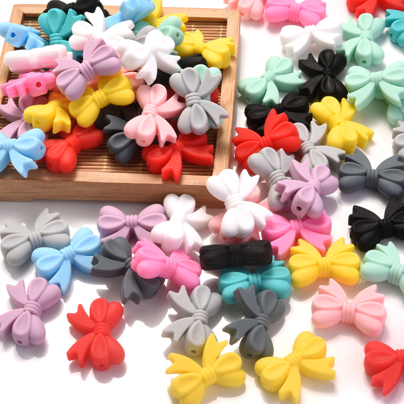 5pcs 실리콘 Bowknot 비즈, BPA 무료 아기 - Jewelry Making 3 Year Old 리뷰 및 가격