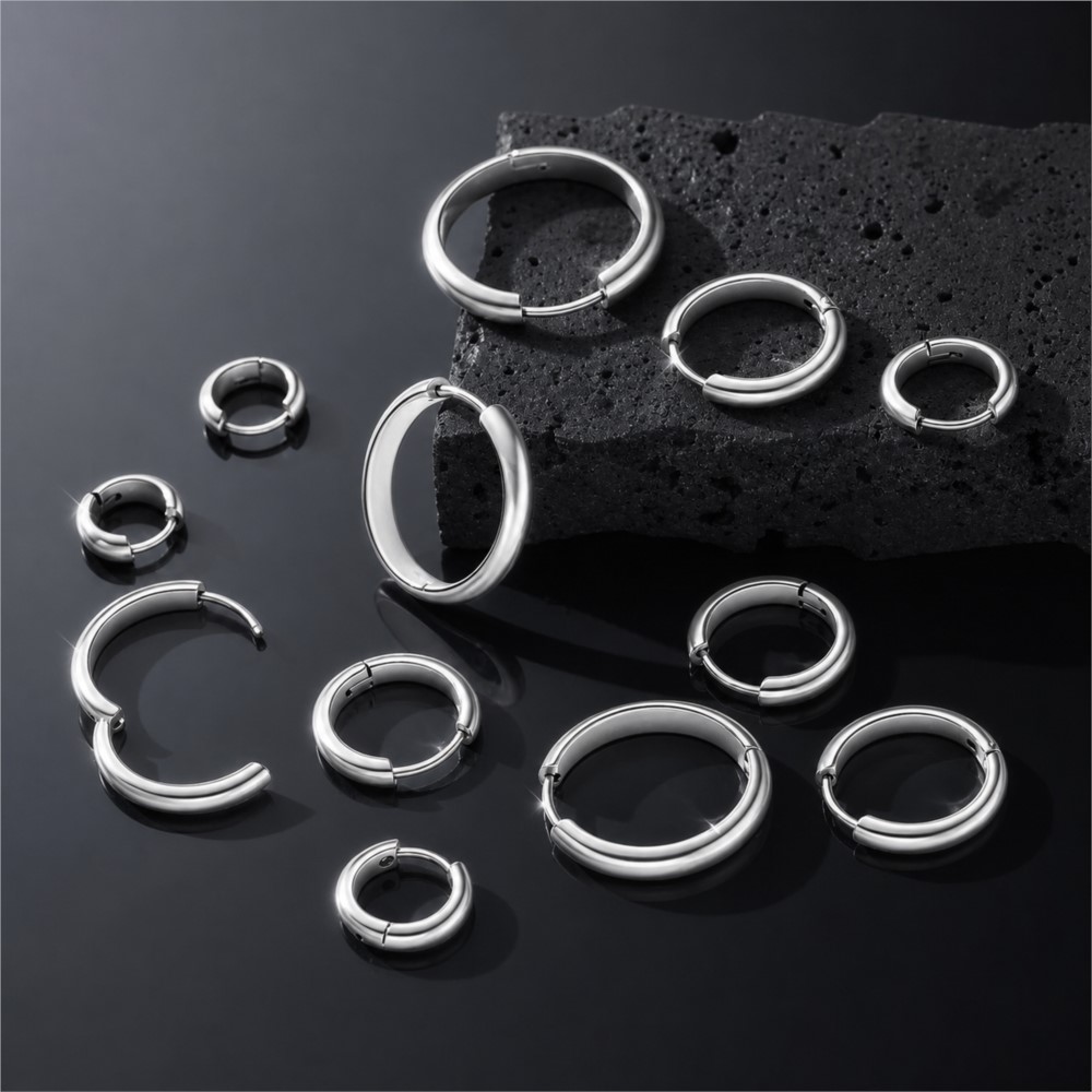 4개 스테인리스 스틸 원형 후프 귀걸이 패션 귀 피어싱 - Jewelry Making Charms 리뷰 및 가격