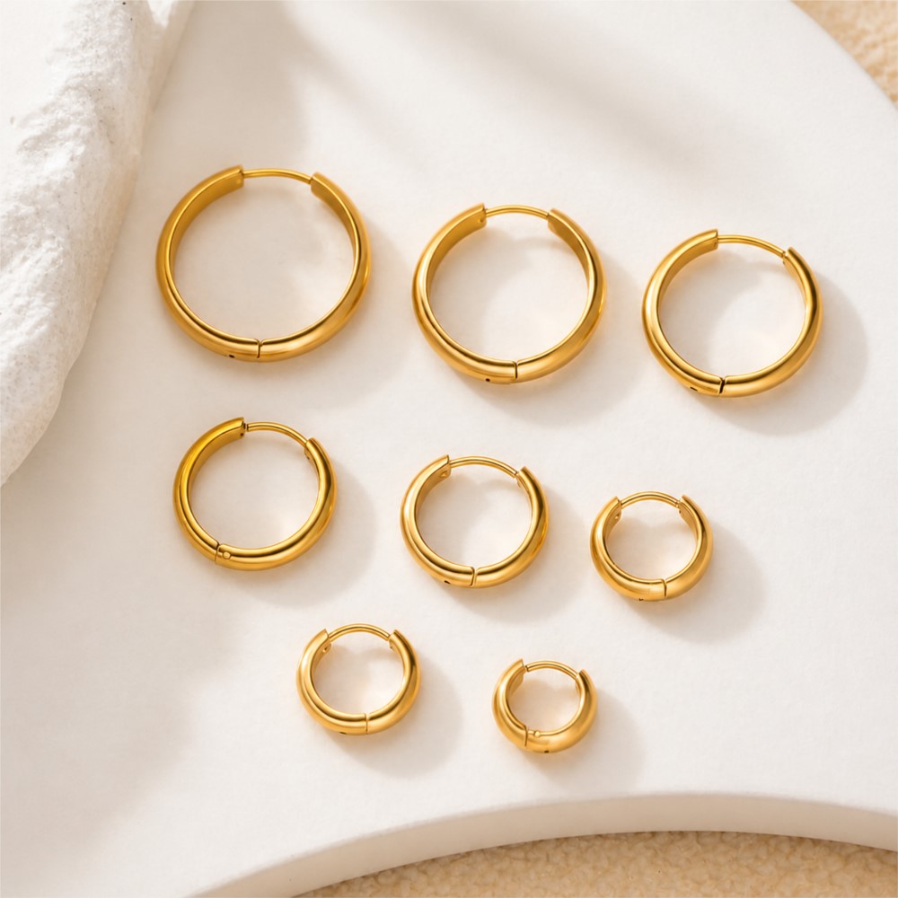 4개 스테인리스 스틸 원형 후프 귀걸이 패션 귀 피어싱 - Jewelry Making Charms 리뷰 및 가격