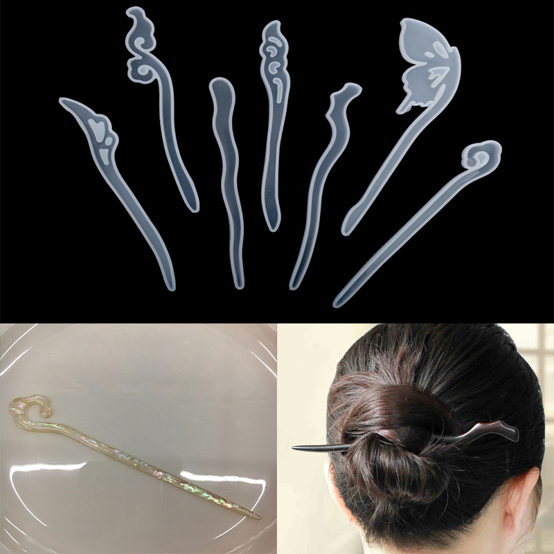 1Pcs 머리핀 헤어 스틱 실리콘 금형 레이디 머리 장 - Jewelry Making Techniques 리뷰 및 가격