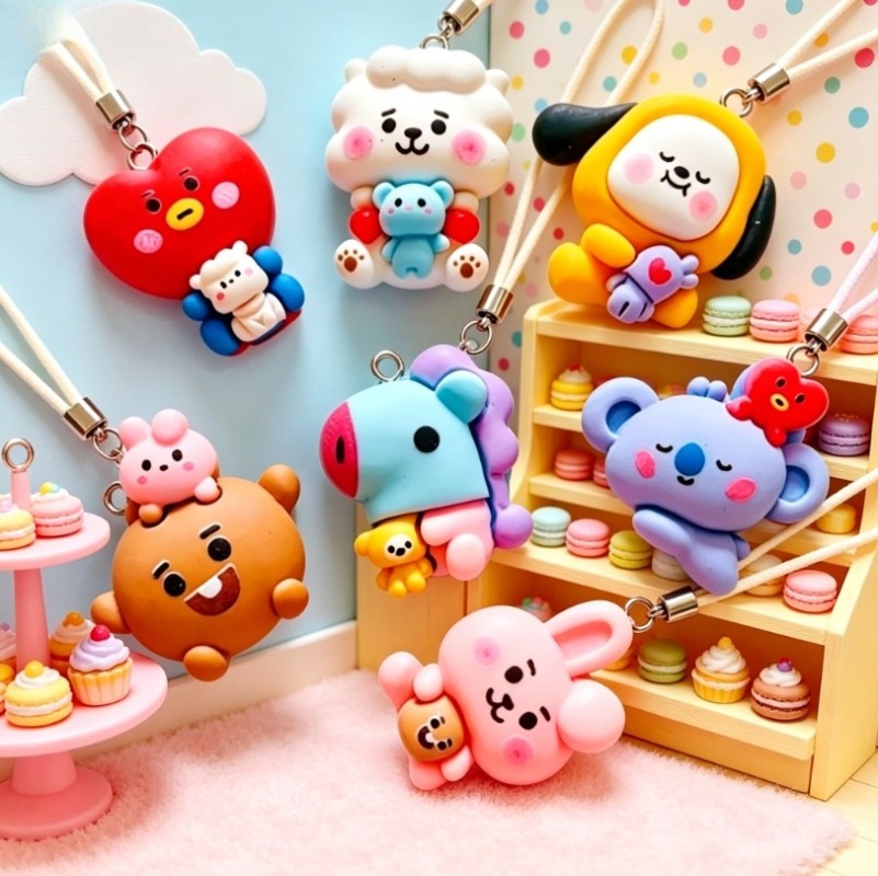 7pcs BT21 수지 만화 참 DIY 액세서리 공예  - Jewelry Making Charms 리뷰 및 가격