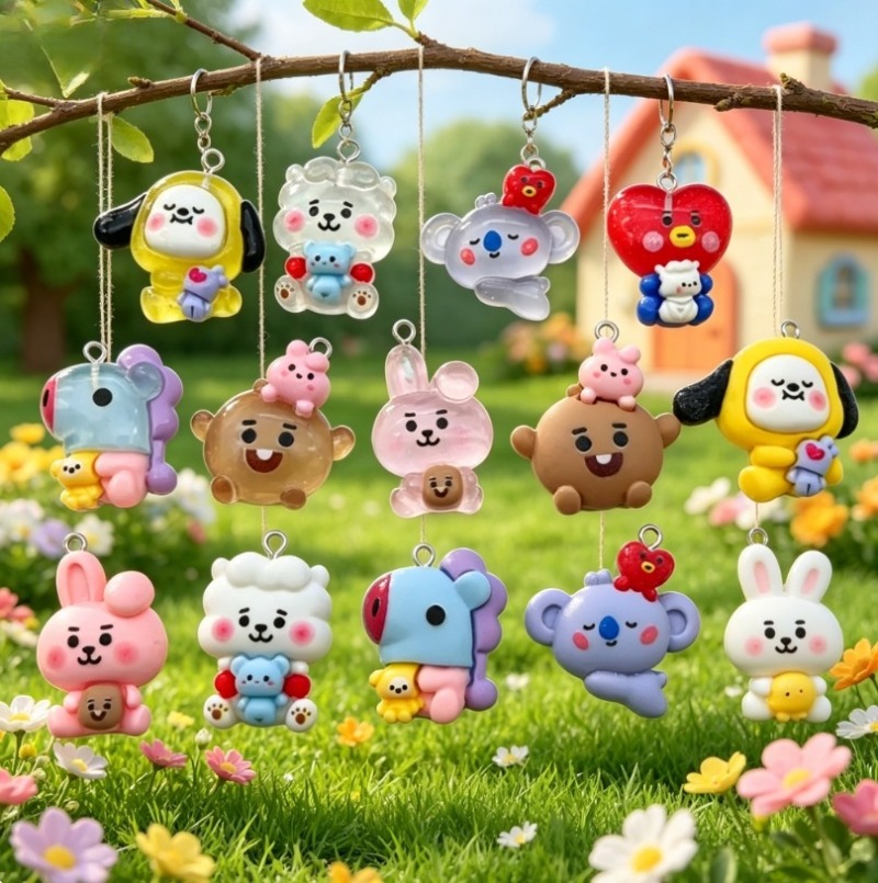 7pcs BT21 수지 만화 참 DIY 액세서리 공예  - Jewelry Making Charms 리뷰 및 가격