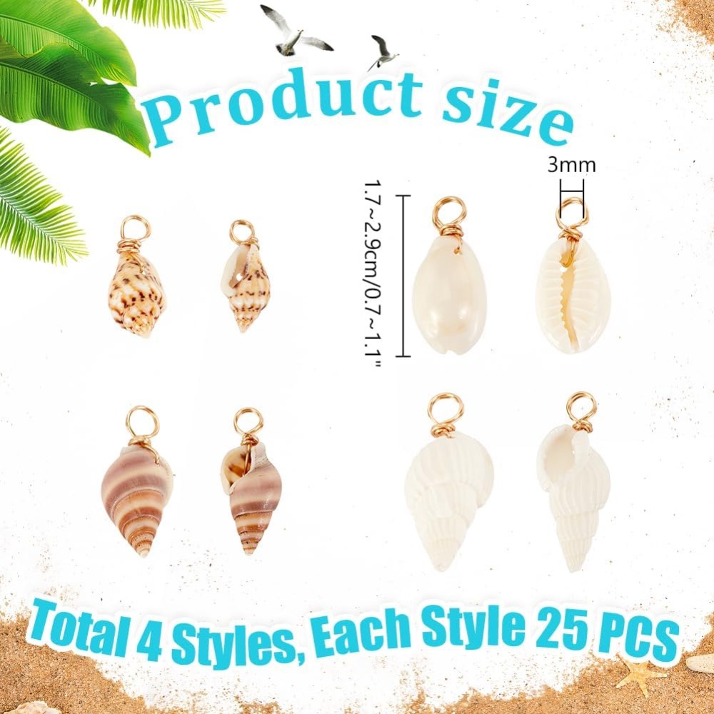 100pcs 4 스타일 자연 쉘 매력 펜 던 트 조개  - Jewelry Making Tutorial 리뷰 및 가격