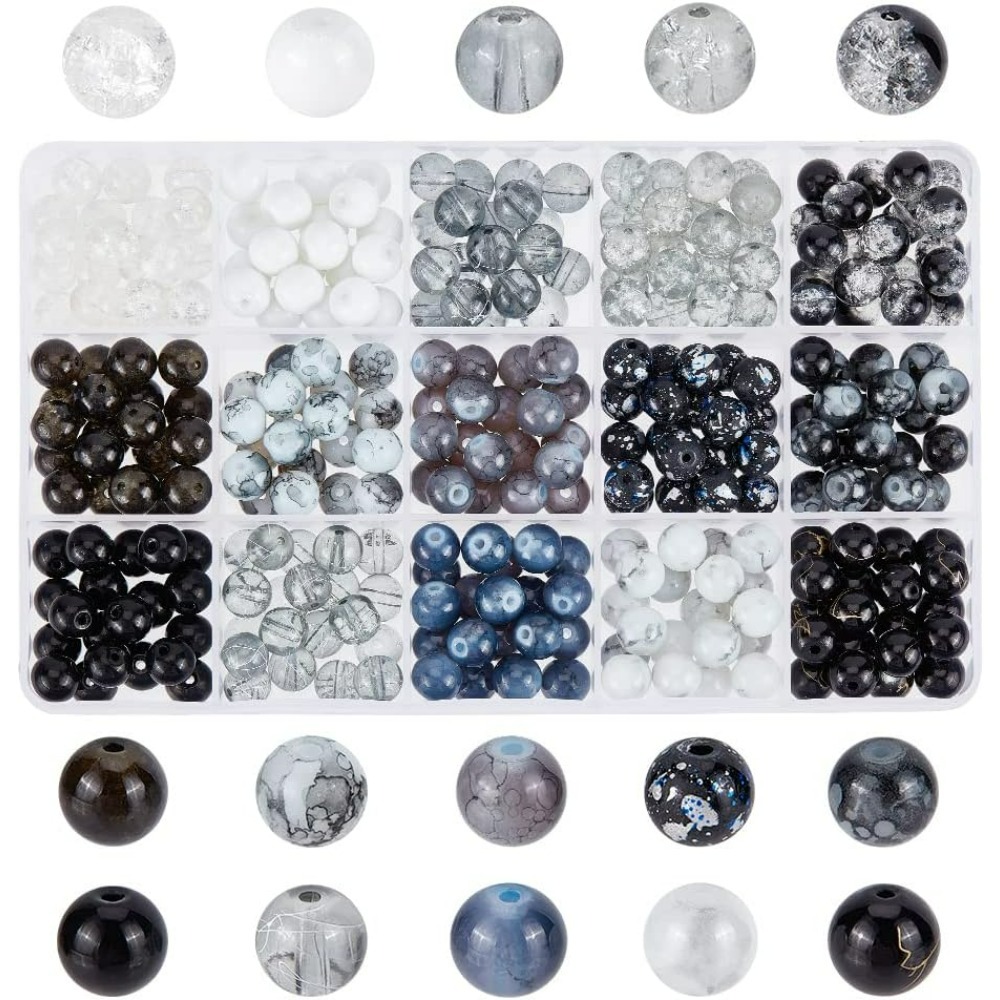 300pcs 8mm 검은 유리 구슬 15 색 팔찌 구슬 - Jewelry Making Course 리뷰 및 가격