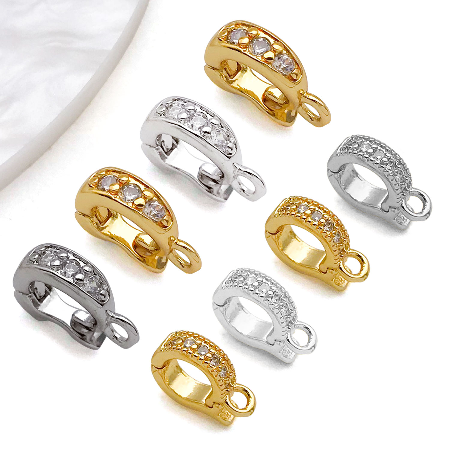 5개 18K 진짜 금 도금 황동 지르콘 인레이 힌지 참 - Jewelry Making Charms 리뷰 및 가격