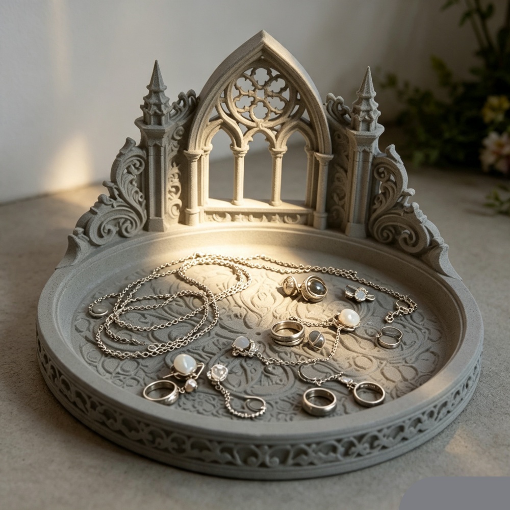 3D 프린팅된 화이트 고딕 대성당 아치형 보석 트레이, - Jewelry Making Desk 리뷰 및 가격