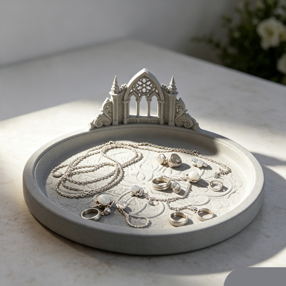 3D 프린팅된 화이트 고딕 대성당 아치형 보석 트레이, - Jewelry Making Desk 리뷰 및 가격