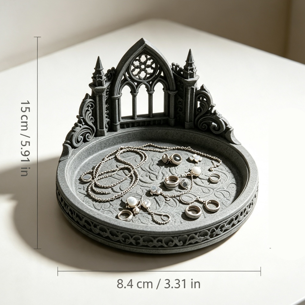 3D 프린팅된 화이트 고딕 대성당 아치형 보석 트레이, - Jewelry Making Desk 리뷰 및 가격