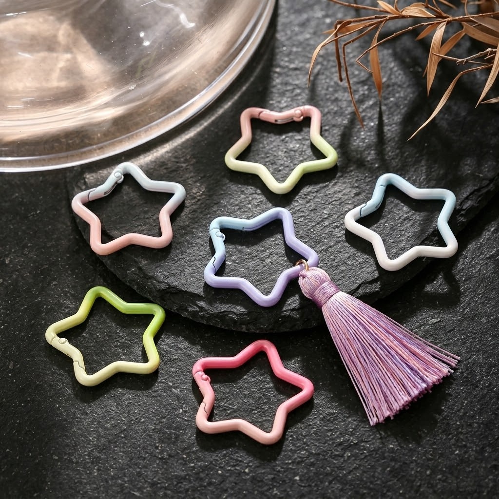 5PCS 그라디언트 별 모양 스프링 링 걸쇠 다채로운  - Jewelry Making Charms 리뷰 및 가격